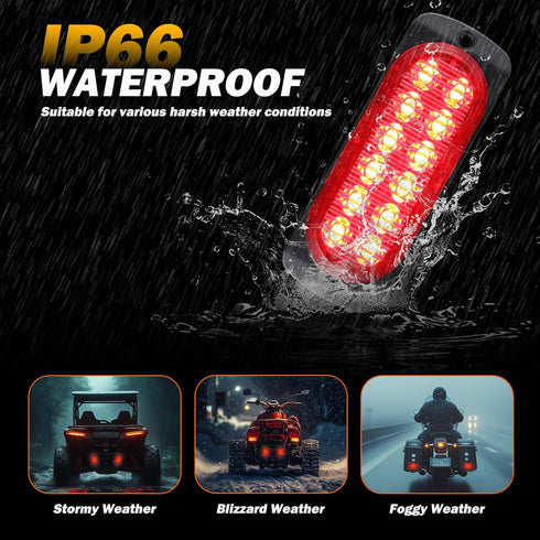 AT-HAIHAN Pack of 2 Aluminum Housing Red LED Trailer Stop Brake Turn Tail Lights, DOT Compliant Waterproof Surface Mount Lighting for Truck Tracto...