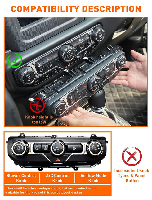 Savadicar HVAC Climate Control Panel Knob Trim Kit & Light Control Switch Cover, Air Conditioner Knob Aluminum Alloy Ring for 2018-2024 Jeep Wrang...