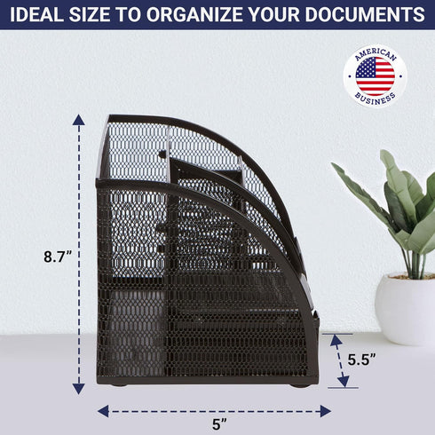 Office Desk Organizers and Accessories - 6 Compartment Black Mesh Office Organizer with Sliding Drawer, Desktop Organizer Caddy for Storing Pens, ...