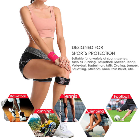 HiRui 2 Pack Patella Tendon Knee Straps, Knee Brace Knee Support Patellar Stabilizer for Running Hiking Tennis Jumping Arthritis Tendonitis Pain R...