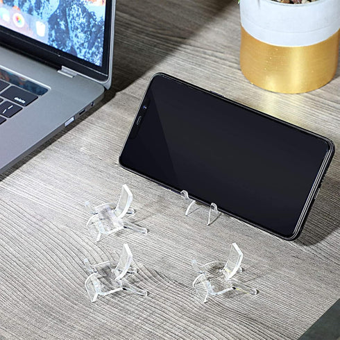 40 Pieces Acrylic Display Holder Clear Display Easel Stands Pedestal Small Collectibles Display Stands for Displaying Crystal Geodes Rock Mineral ...