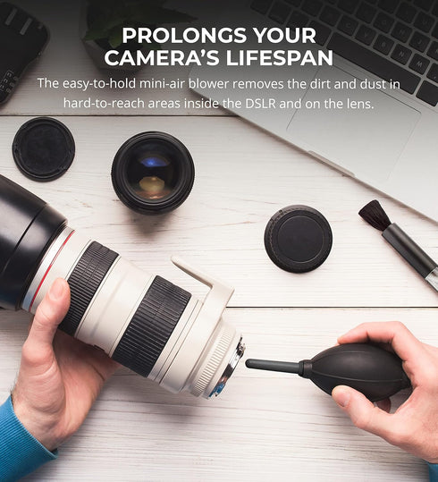 Blucoil Camera Cleaning Kit with Mini-Air Blower and Dual-Sided Lens Pen for DSLR, SLR, Mirrorless Digicam - Compatible with Canon, Nikon, Pentax,...