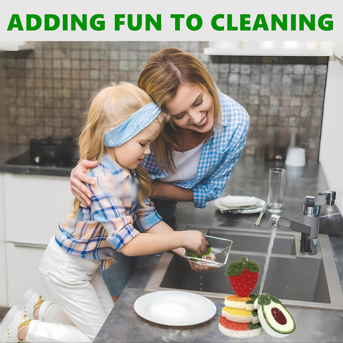 2 Pcs Fruit Shaped Kitchen Compressed Dish Sponges for Cleaning,Cellulose Absorb Water Expand Dishcloth,Natural Household Cleaning Sponges Suitabl...