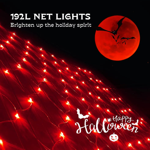 Outdoor Christmas Net Lights, 9.8FTx6.6FT 192 LED Fairy String Light with 8 Lighting Modes, Connectable Light for Halloween Christmas Garden Tree ...