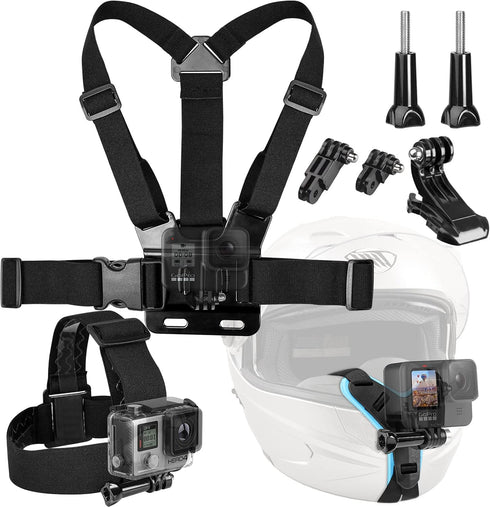 Head Strap Mount Chest Mount Harness for gopro Hero 11,10,9,8,7 Action Camera Motorcycle Helmet Chin Strap Mount Set for gopro Accessories Kit...