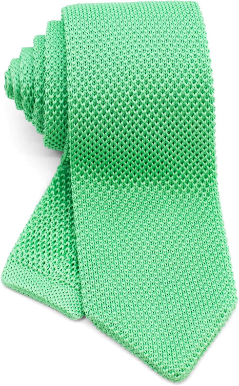Men's Pointed Knit Tie Necktie Width 2.75 inches Washable Solid Color Mint Light Green...