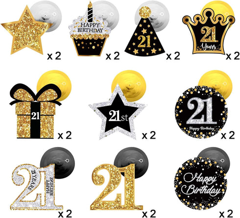 30 Pieces 21st Birthday Party Decorations, 21st Birthday Party Decorative Cards and Hanging Swirls Ceiling Decorations Shiny Celebration Hanging S...
