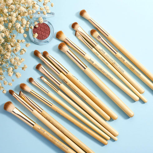 Jessup Eye Makeup Brushes Set, Premium Synthetic Eyeshadow Blending Concealer Eyebrow Eyeliner Brush, 15pcs Labeled Bamboo Make Up Brushes T137...