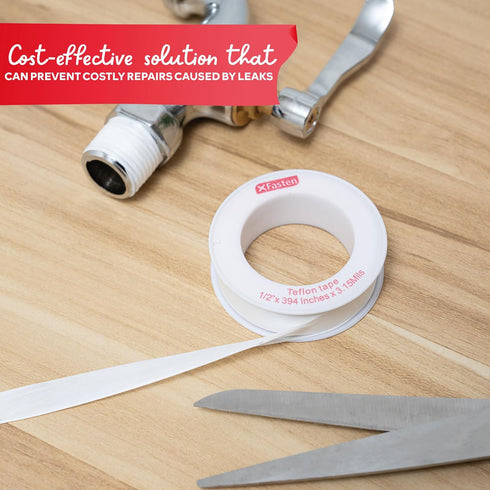 XFasten Teflon Tape 1/2 Inch x 394 Inches 30-Pack 19,700” Total White Plumbers Tape Teflon Tape Plumbing Tape for Leaks, Water Pipe Tape Teflon Ta...