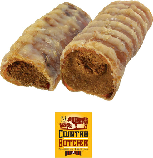 Filled Beef Trachea Dog Treats, Glucosamine and Chondroitin for Joint Health, Natural, Tough, Stuffed Chew Toy, Made in The USA, Chicken N Rice, 5...