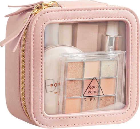 HBlife Small Makeup Bag for Purse Cute Mini Makeup Bag Cosmetic Bag Travel Clear Makeup Pouch Case Organizer Leather Make Up Toiletry Bag Transpar...