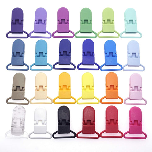 24pcs/Pack 1" 25mm Plastic Pacifier Clips/Suspender Clips Dummy Pacifier Holder for Teether/Binky/Paci/Bib/Toy Holder Clip Mix 24 Colors...