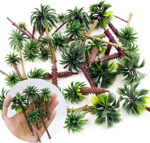 30Pcs Palm Model Trees 1.97-3.54 inch (5-9cm) Green Palm Train Model Trees Diorama Scenery for Miniature Landscape Model Train Railways Building D...