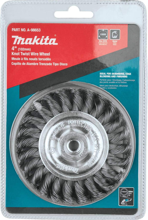 Makita A-98653 4" Knot Twist Wire Wheel, M10 x 1.25...