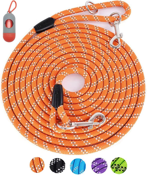 Long Dog Leash for Dog Training 10FT 16FT/30FT/50FT/100FT, Reflective Threads Rope Check Cord Dog Leash, Heavy Duty Dog Lead for Large Medium Smal...