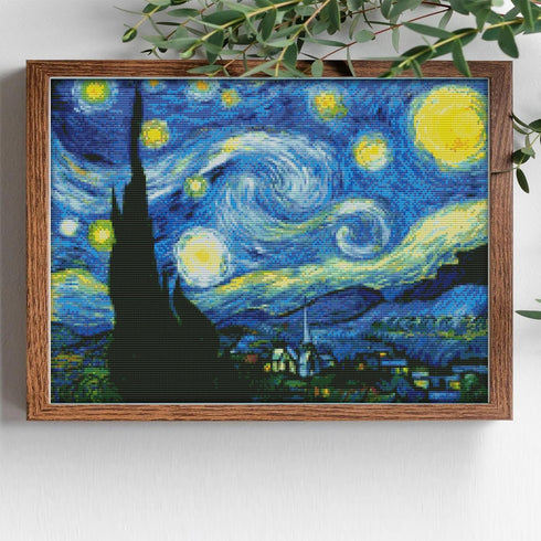 Maydiyer Counted Cross Stitch Kits Full Range of Embroidery Starter Kits for Beginners DIY 14CT Embroidery Kit for Girls-The Starry Night of Van G...
