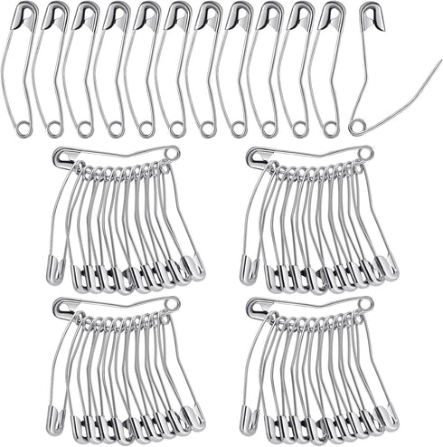 200 Pcs Curved Safety Pins Quilting Basting Pin Bent Safety Pins for Quick Basting Knitting and Quilting, Silver (2 Inch)...