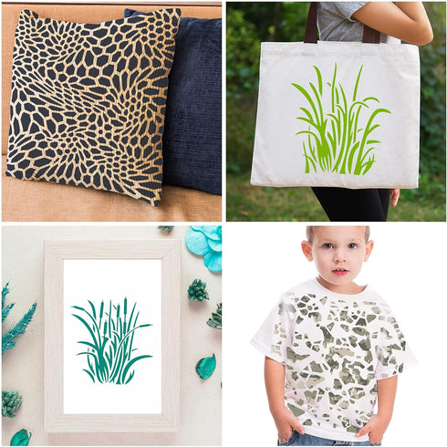 9 Pieces Camo Print Stencils Camouflage Painting Templates Reusable Grass Pattern Stencils Green Camo DIY Stencils for Scrapbooking Painting on Wo...