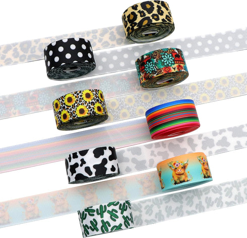 David accessories Leaves Grosgrain Ribbon Tape 1" Wide x 40 Yards Total-8 Rolls 5 Yards for DIY Handmade Hair Bow Headwear Wedding Festival Home P...