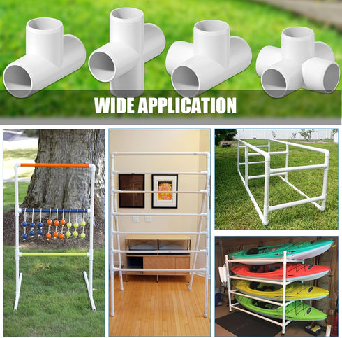 24 Pack 3 Way 1/2" Tee PVC Fittings, Heavy Duty PVC Pipe Fitting PVC Furniture Grade Fitting Connector for Water Supplies Build PVC Furniture DIY ...