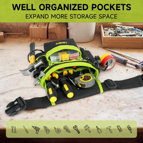 Tool Belt,Magnetic Tool Pouch,14-Pockets Tool Belts for Men,Detachable & Adjustable Tool Pouch belt for Electrician,Carpenter,Construction,Work Ap...