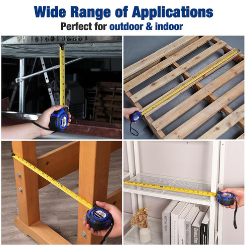 WORKPRO 25FT Auto-Lock Tape Measure, 1/8 Fractions Easy Read Measuring Tape, Double Stop Measurement Tape Accuracy 1/32 for Engineer,with Magnetic...