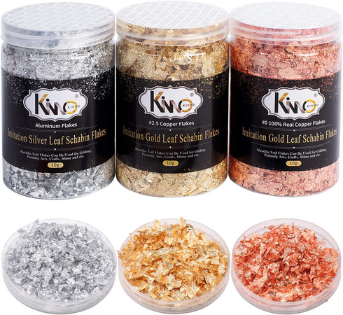Gold Foil Flakes for Resin, 30g Gold Leaf Flakes for Nail Art, Painting, Crafts, Slime and Resin Jewelry Making (10g / Bottle)...