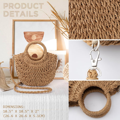 Straw Bags for Women Straw Clutch Purses Beach Crossbody Tote Bags Handbag...