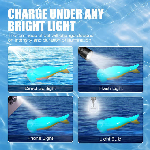 Dog Toy Floating Luminous, Squeaky Dog Toy, Glow in The Dark (Hammerhead Shark)...