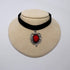Gothic Red Rose Cameo Black Velvet Choker Adjustable Size Cosplay Jewelry...