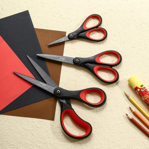 LIVINGO 3 Pack Titanium Scissors All Purpose - Non Stick Stainless Steel Sharp Scissors Set Heavy Duty for Office School Sewing Crafting Cutting F...