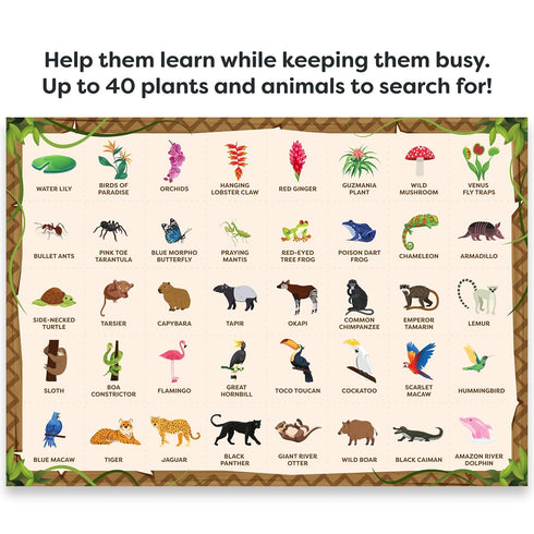 Momo & Nashi Search & Find Childrens Jigsaw Puzzles for Kids - 80 Pieces - Jungle Rainforest Theme - Floor Puzzles for Kids Ages 4-8, 3-5, 6-8, 8-...