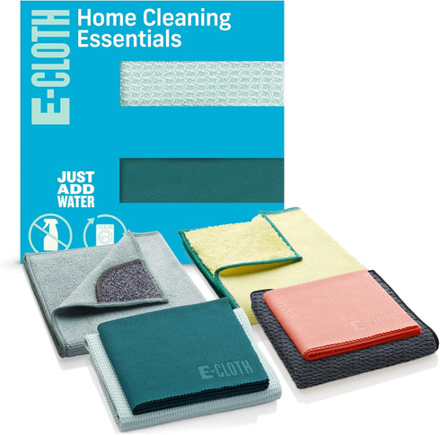 E-Cloth 6-pc Home Cleaning Essentials, Contains Multiple Microfiber Cleaning Cloths for a Streak-free Clean Glass, Window, Kitchen, Dust, Granite,...