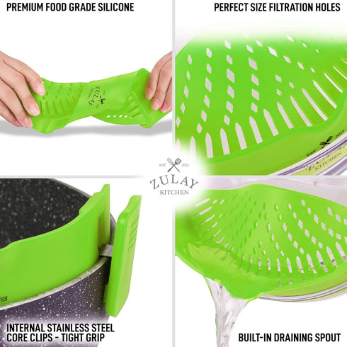 Adjustable Silicone Strainer for Pots, Pans & Bowls Heat-Resistant by Zulay Kitchen...