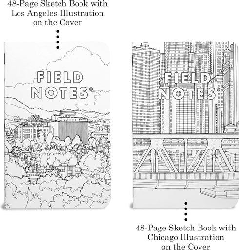 Field Notes: Streetscapes Edition Sketch Book 2-Pack Version A - New York City & Miami - Blank Paper Memo Book with Covers for Coloring - 4.75 x 7...
