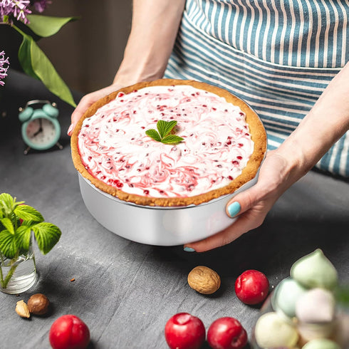 TeamFar Cake Pans, 2 PCS Stainless Steel Round 8 x 3 Inch Deep Baking Cake Pans for Wedding Birthday Party, Non-Toxic & Heavy Duty, Deep Wall & St...