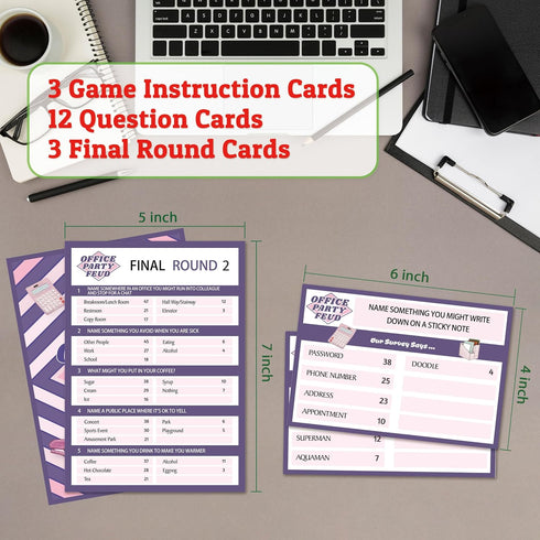 Office Party Feud Game, Office Activity Games, Office Trivia Game Set, Games for Team Building, Office Party Game and Activity Supplies-OF02...