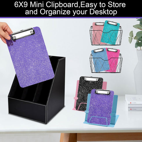 A5 Size Clipboards,Glitter Clipboard with Low Profile Clip,Sparkle Plastic Clipboard,Cute Hanging Clipboard for Office Supplies Clipboards for Kid...