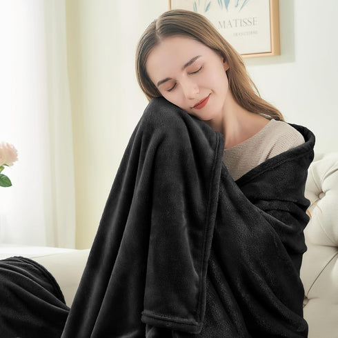 BEDELITE Fleece Blanket Black Throw Blankets for Couch & Bed, Luxury Plush Cozy Fuzzy Blanket 50x60 inches, Super Soft Warm Lightweight Throw Blan...