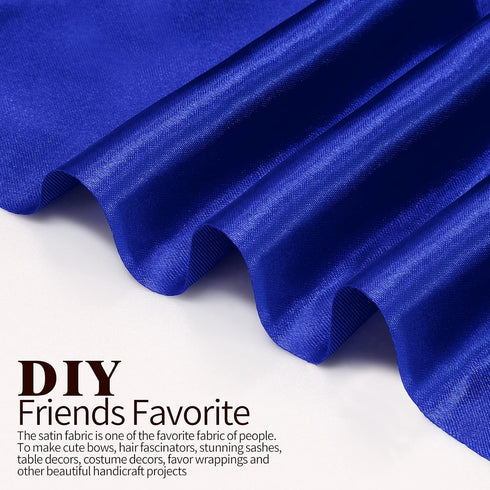 Royal Blue Satin Fabric 60 Inch Wide by The Yard, Soft Charmeuse Satin Fabric for Wedding Dress, DIY Craftings, Costumes, 1 Yard...