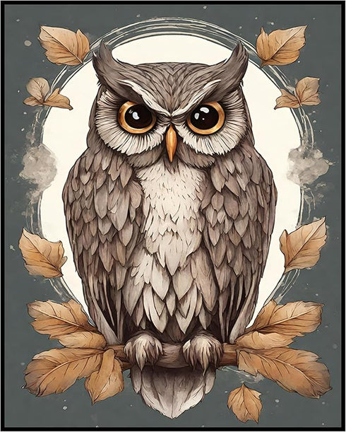 Posterizer 1 pcs- Brown owl poster with flowers-Art for Animal Lovers-Floral Botanical Art- Gift for Men Women Entrepreneur Teens-Decor for Home &...