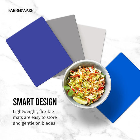 Farberware Flexible Kitchen Cutting Mat Set - Made in the USA - Cross-Contamination Prevention, 8x10 Inches, Non-Slip Design - Easy-Care Kitchen E...
