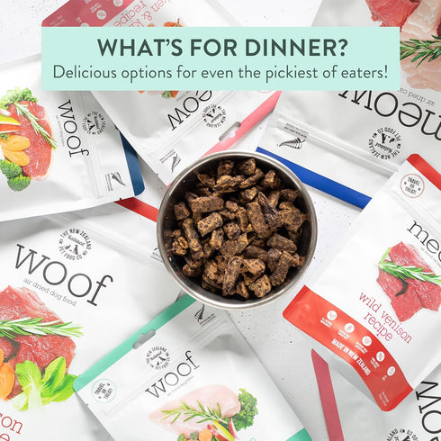 Meow Air Dried Cat Food - Venison Recipe, High Protein Dry Cat Food, Use as a Complete Diet, Topper, Mixer, or as Cat Training Treats, All Life St...