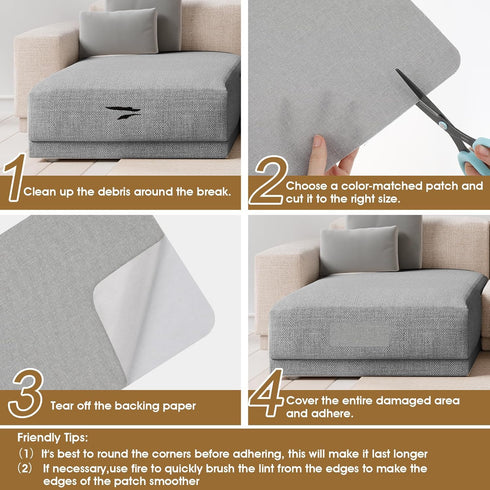 2pcs Iron On Patches for Clothes Jeans Grey Canvas Fabric Linen Adhesive Patch Repair Kit Repair Tape Vinyl Patch Kit for Sofa Tent Trampoline Boa...