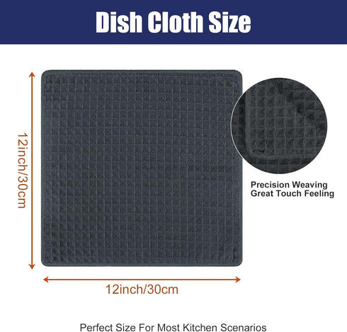 Homaxy Premium Microfiber Waffle Weave Kitchen Dish Cloths, 12 x 12 Inch Ultra Absorbent and Solid Color Dish Towels for Kitchen Fast Drying Dishc...
