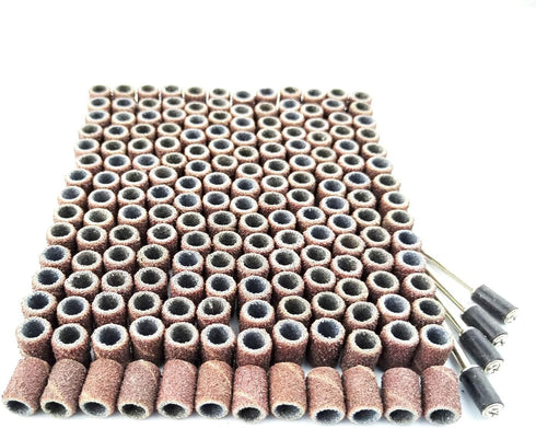 Merryland Drum Sander Sanding Band for Dremel 184pcs, 80# 1/4" Sanding Sleeve 180pcs and Mandrel 4pcs Rotary Tool, Electric Power Tool Accessory D...