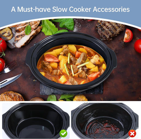 Silicone Slow Cooker Liners Fit Crock-Pot 7-8 Quart Oval Slow Cooker, Reusable Cooking Crock Pot Liner BPA-Free, Leakproof & Dishwasher Safe Slow ...