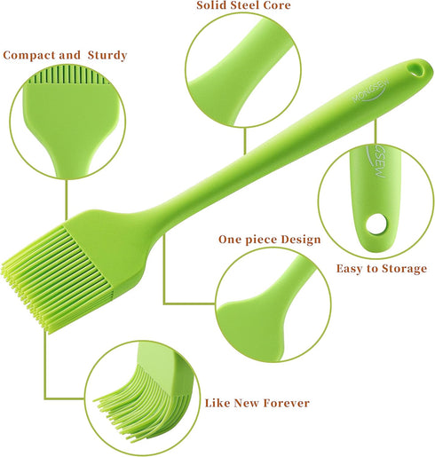 4PCS Silicone Basting Pastry Brush, MONGSEW Heat Resistant Food Brush Spread Oil Butter Sauce for BBQ Grill Baking Kitchen Cooking, BPA Free, Dish...