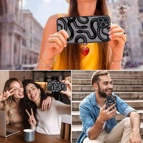 iPhone 11 Pro Max Case with Bling Camera Lens Protector Cute Fashion Luruxy Black Snake 3D Pattern Slim Shockproof iPhone 11 Pro Max Case for Wome...