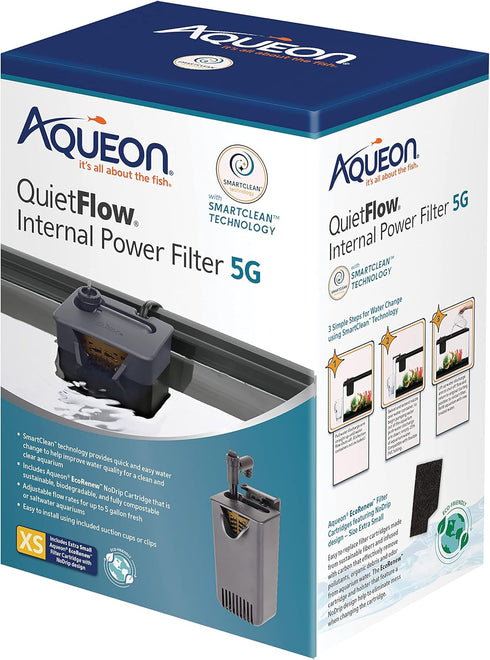 Aqueon QuietFlow Internal Filter with SmartClean Technology, Extra Small...